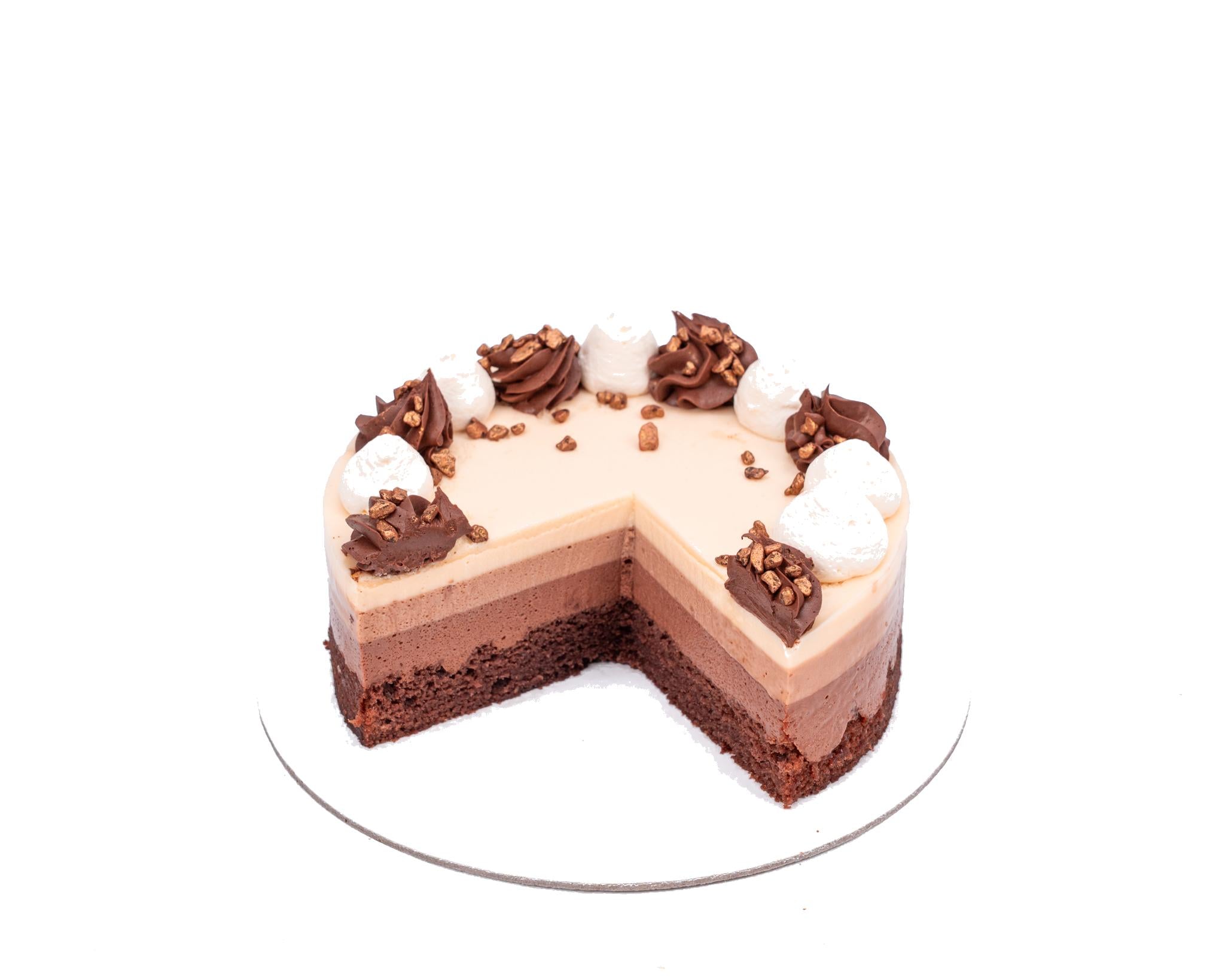 Tort mousse cu 3 tipuri de ciocolată